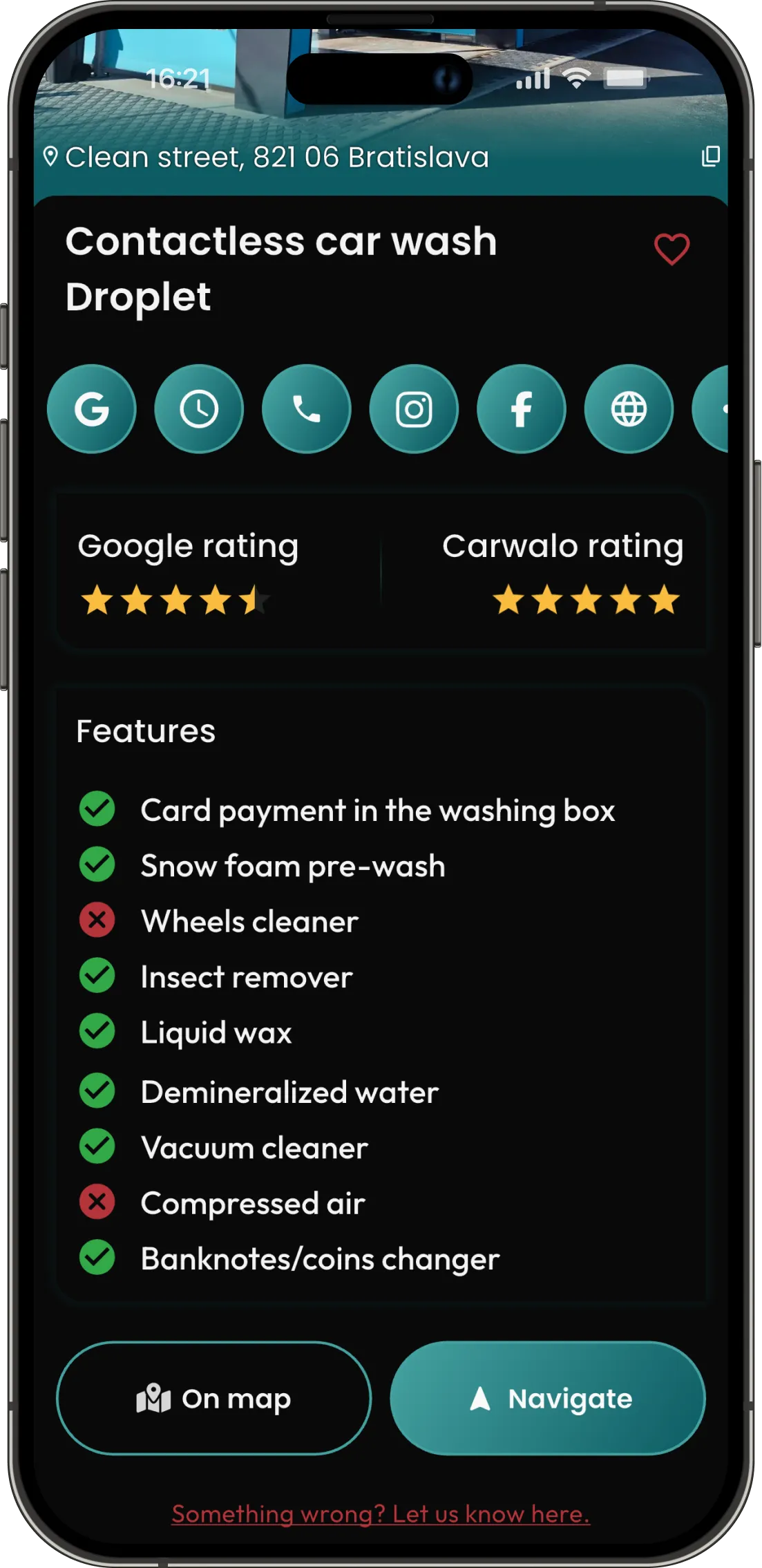 Carwalo app screenshot on iPhone